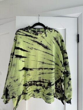 Electric & Rose Lime Green and Black Tie-Dye Crewneck